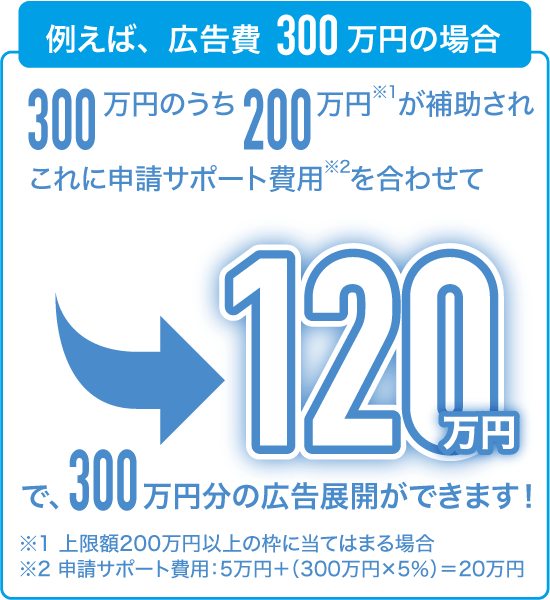 例えば、広告費300万円の場合